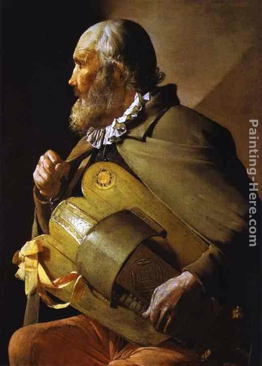 Georges de La Tour Hurdy-Gurdy Player with a Ribbon